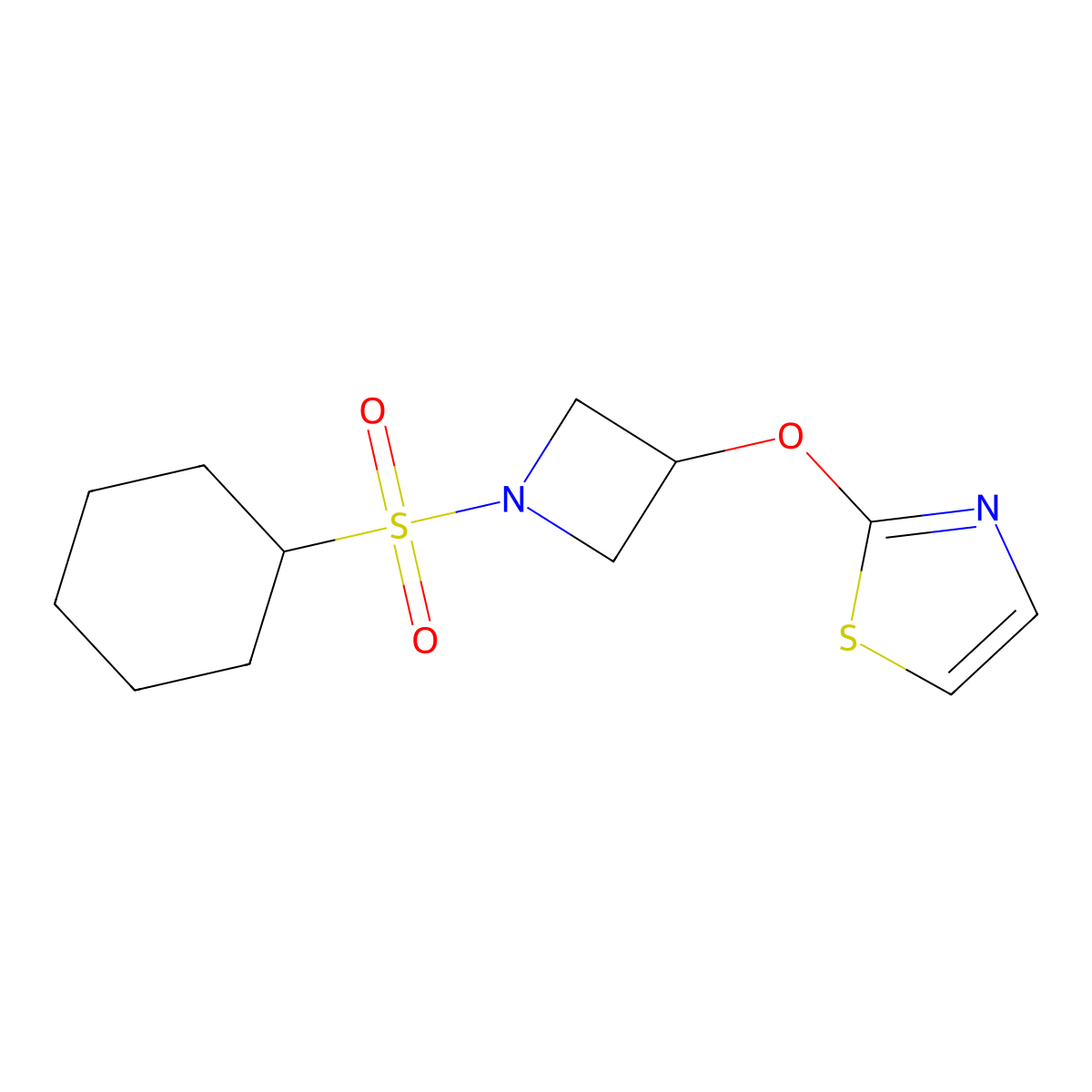 2-((1-(Cyclohexylsulfonyl)azetidin-3-yl)oxy)thiazole molecular structure, CAS 1797367-72-6