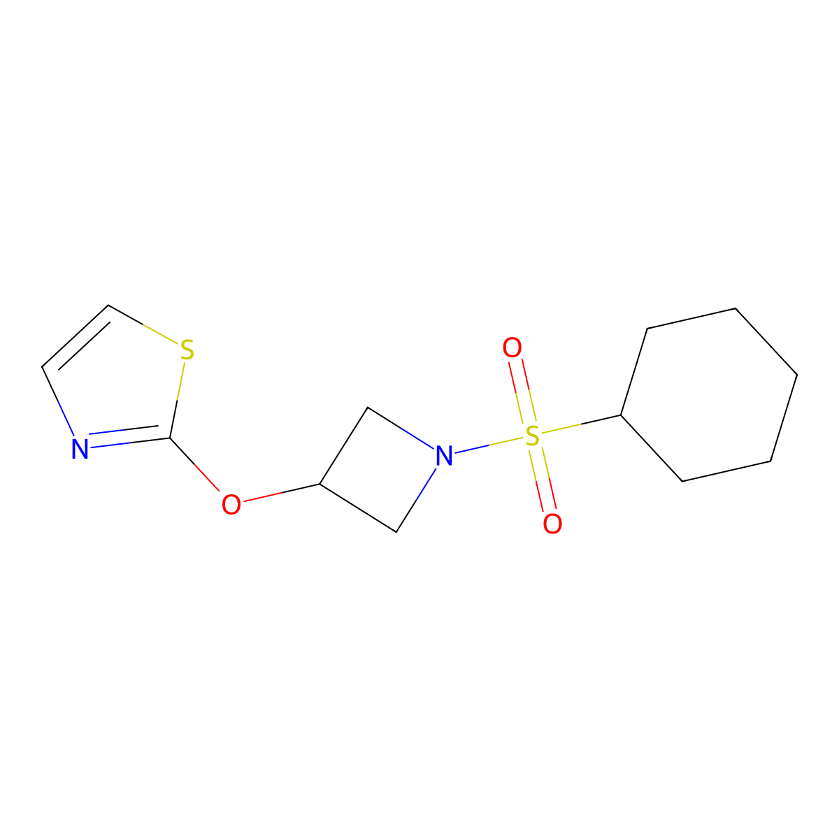 2-((1-(Cyclohexylsulfonyl)azetidin-3-yl)oxy)thiazole molecular structure, CAS 1797367-72-6