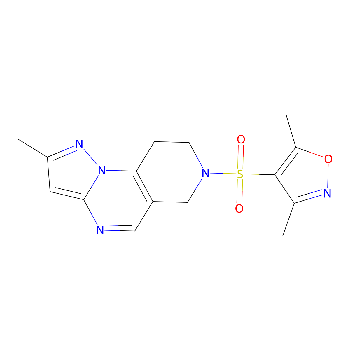 11-[(3,5-Dimethyl-1,2-oxazol-4-yl)sulfonyl]-4-methyl-2,3,7,11-tetraazatricyclo[7.4.0.0^{2,6}]trideca-1(9),3,5,7-tetraene molecular structure, CAS 1797368-07-0