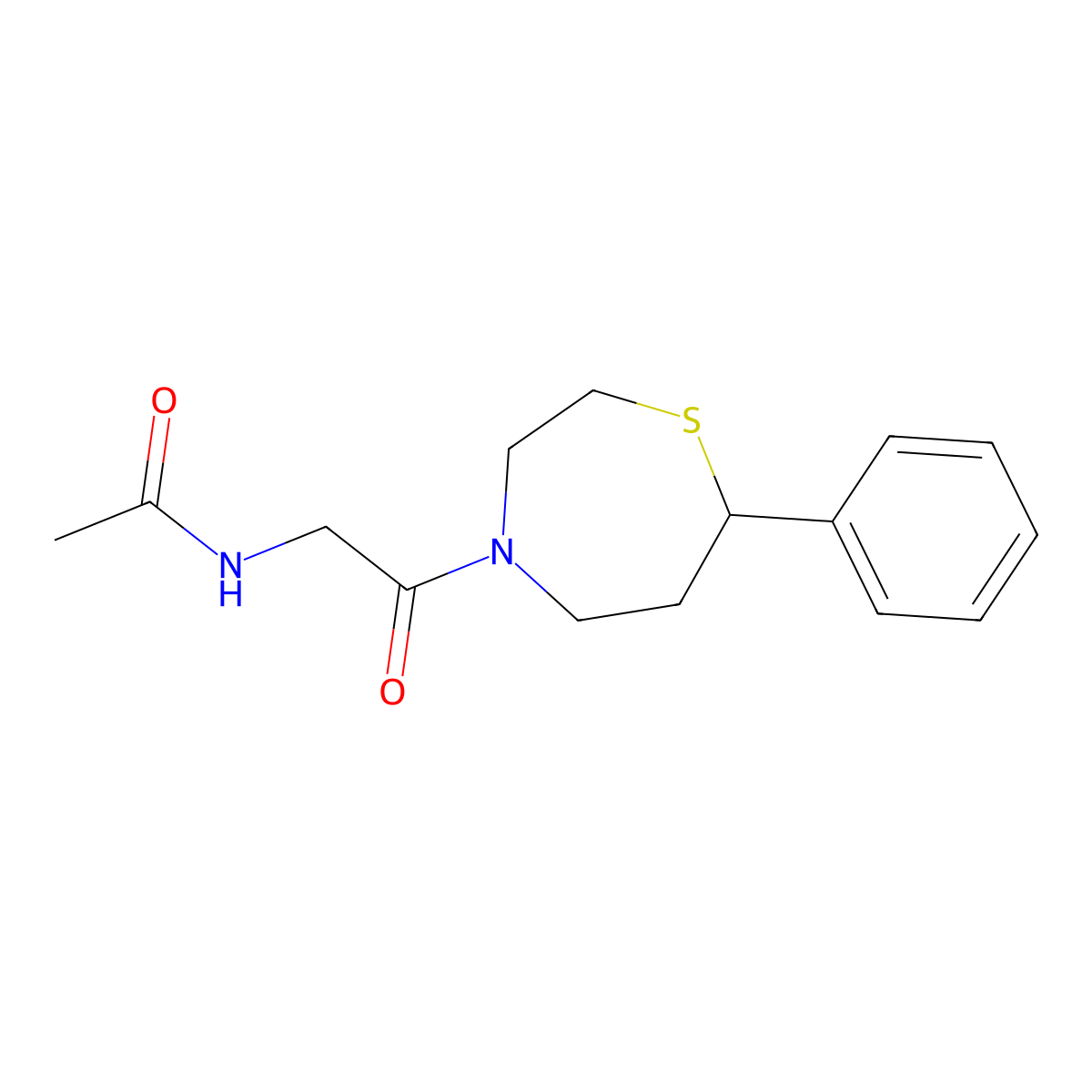 N-[2-oxo-2-(7-phenyl-1,4-thiazepan-4-yl)ethyl]acetamide molecular structure, CAS 1797369-02-8