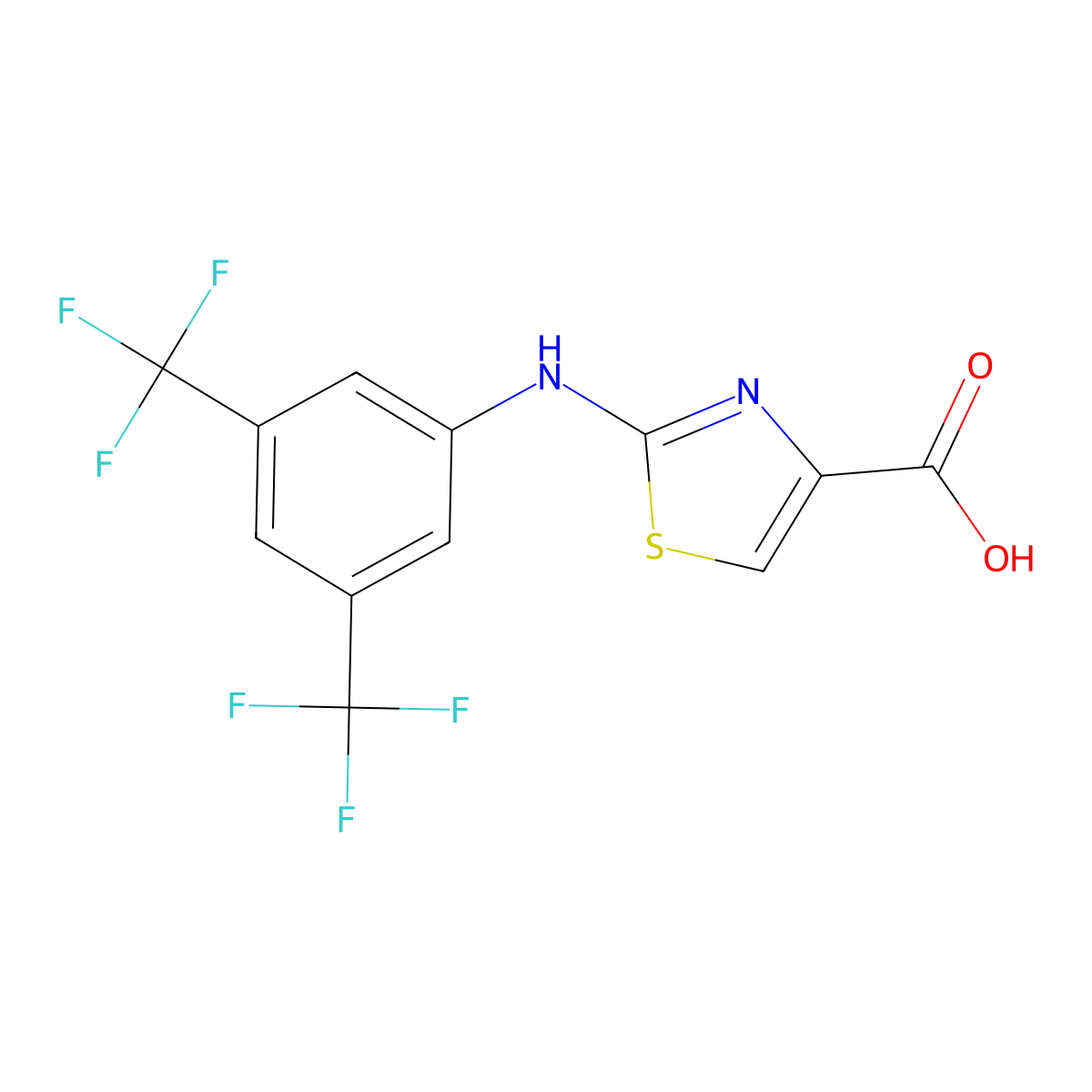 2-((3,5-bis(Trifluoromethyl)phenyl)amino)-1,3-thiazole-4-carboxylic acid molecular structure, CAS 1797385-91-1