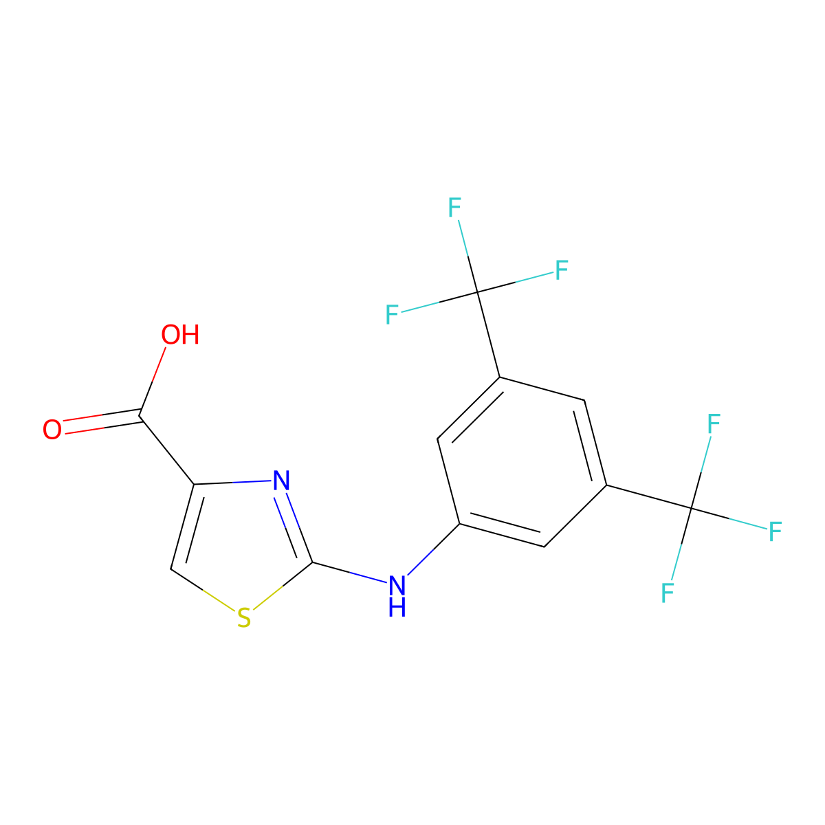 2-((3,5-bis(Trifluoromethyl)phenyl)amino)-1,3-thiazole-4-carboxylic acid molecular structure, CAS 1797385-91-1