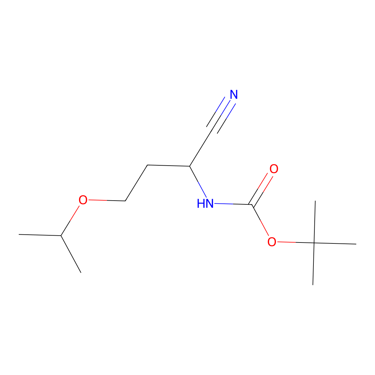 tert-butyl N-[1-cyano-3-(propan-2-yloxy)propyl]carbamate molecular structure, CAS 1797386-67-4