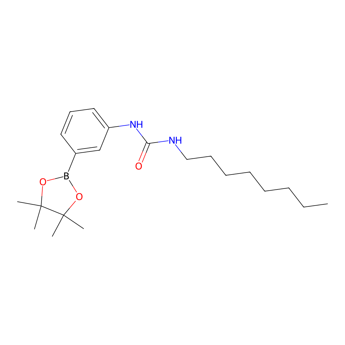 1-Octyl-3-(3-(4,4,5,5-tetramethyl-1,3,2-dioxaborolan-2-yl)phenyl)urea molecular structure, CAS 179739-00-5