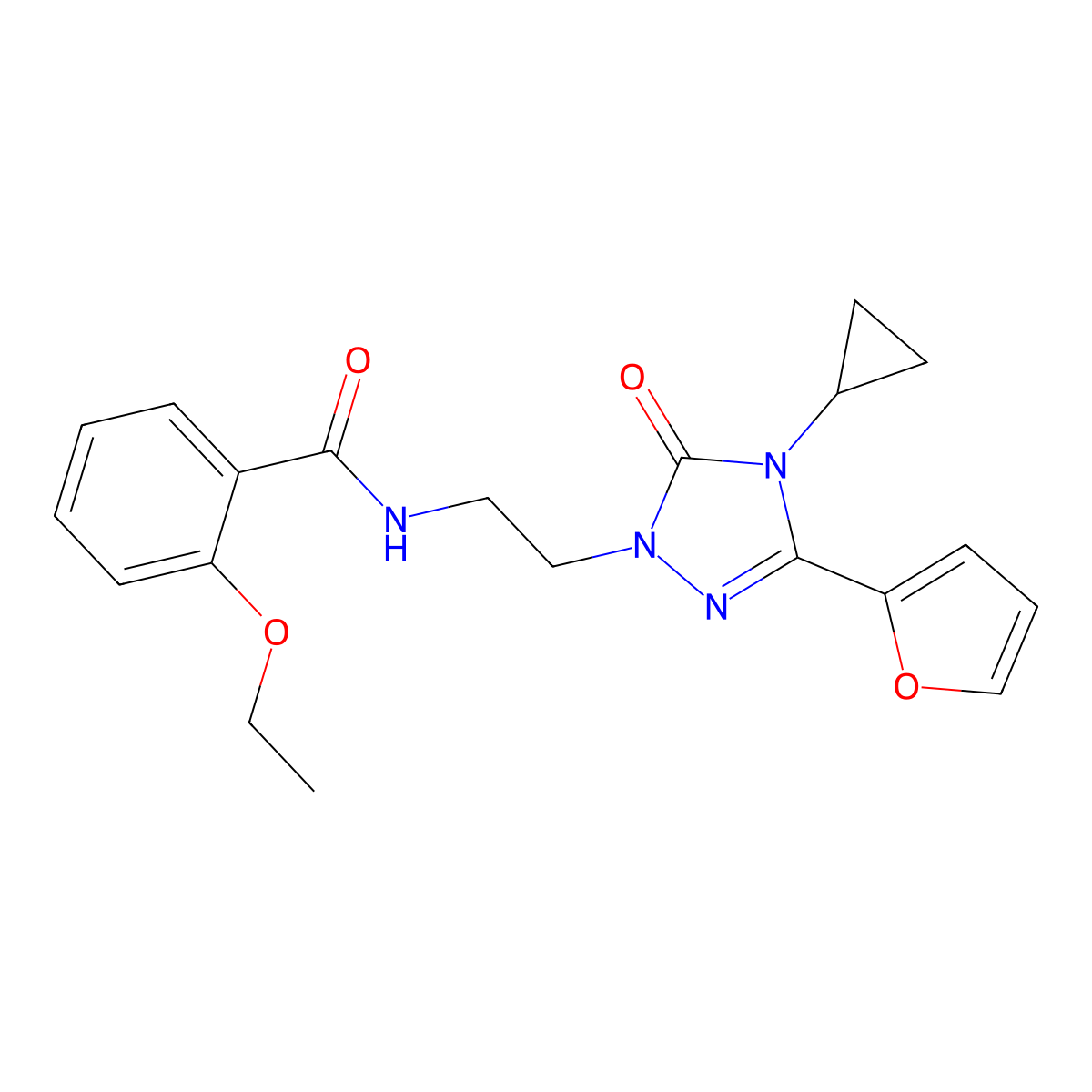N-{2-[4-cyclopropyl-3-(furan-2-yl)-5-oxo-4,5-dihydro-1H-1,2,4-triazol-1-yl]ethyl}-2-ethoxybenzamide molecular structure, CAS 1797396-11-2