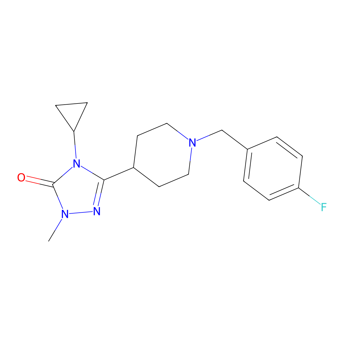 4-cyclopropyl-3-(1-(4-fluorobenzyl)piperidin-4-yl)-1-methyl-1H-1,2,4-triazol-5(4H)-one molecular structure, CAS 1797396-50-9
