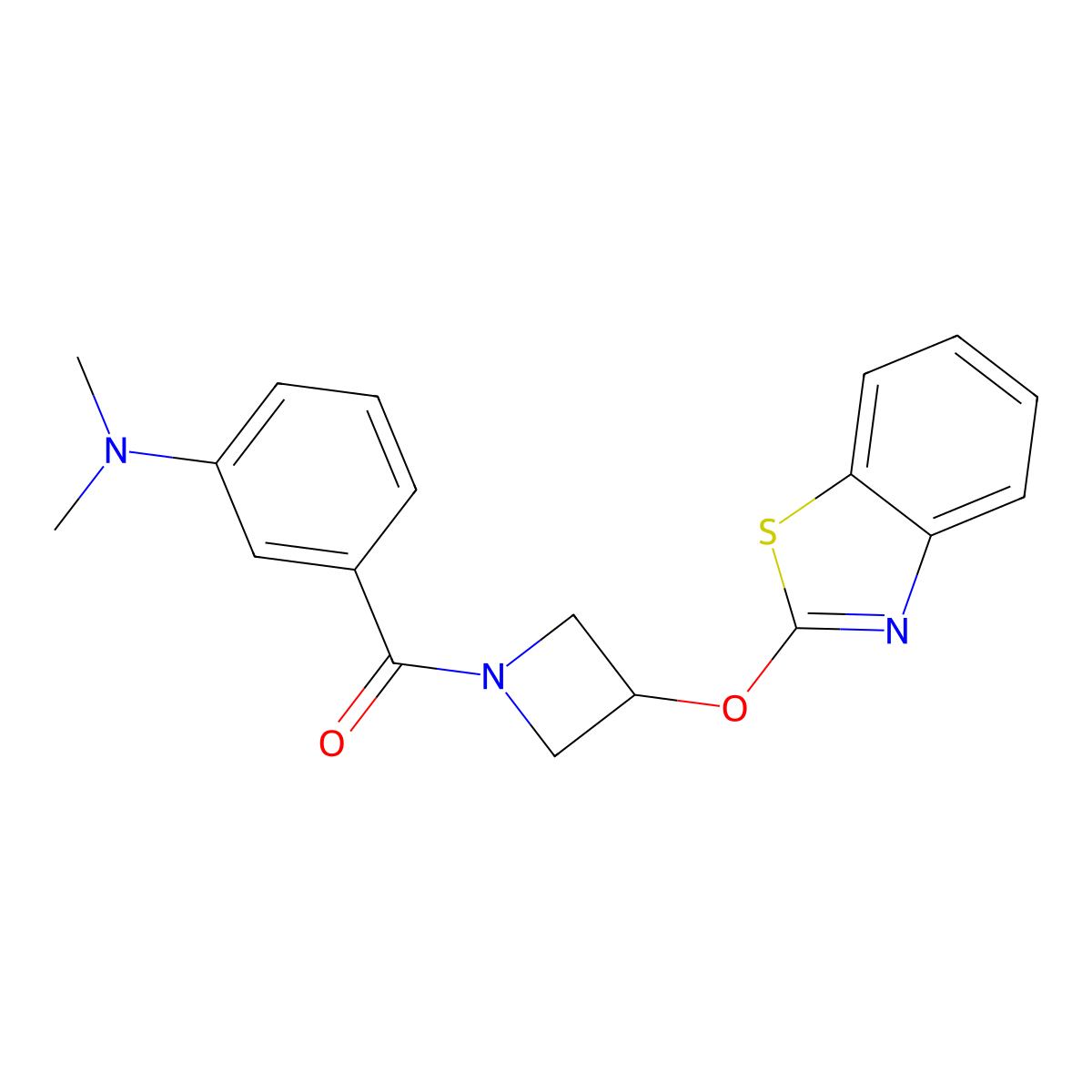 (3-(Benzo[d]thiazol-2-yloxy)azetidin-1-yl)(3-(dimethylamino)phenyl)methanone molecular structure, CAS 1797396-77-0