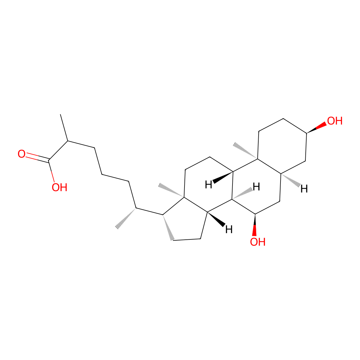 3alpha,7alpha-Dihydroxy-5beta-cholestan-26-oic acid molecular structure, CAS 17974-66-2