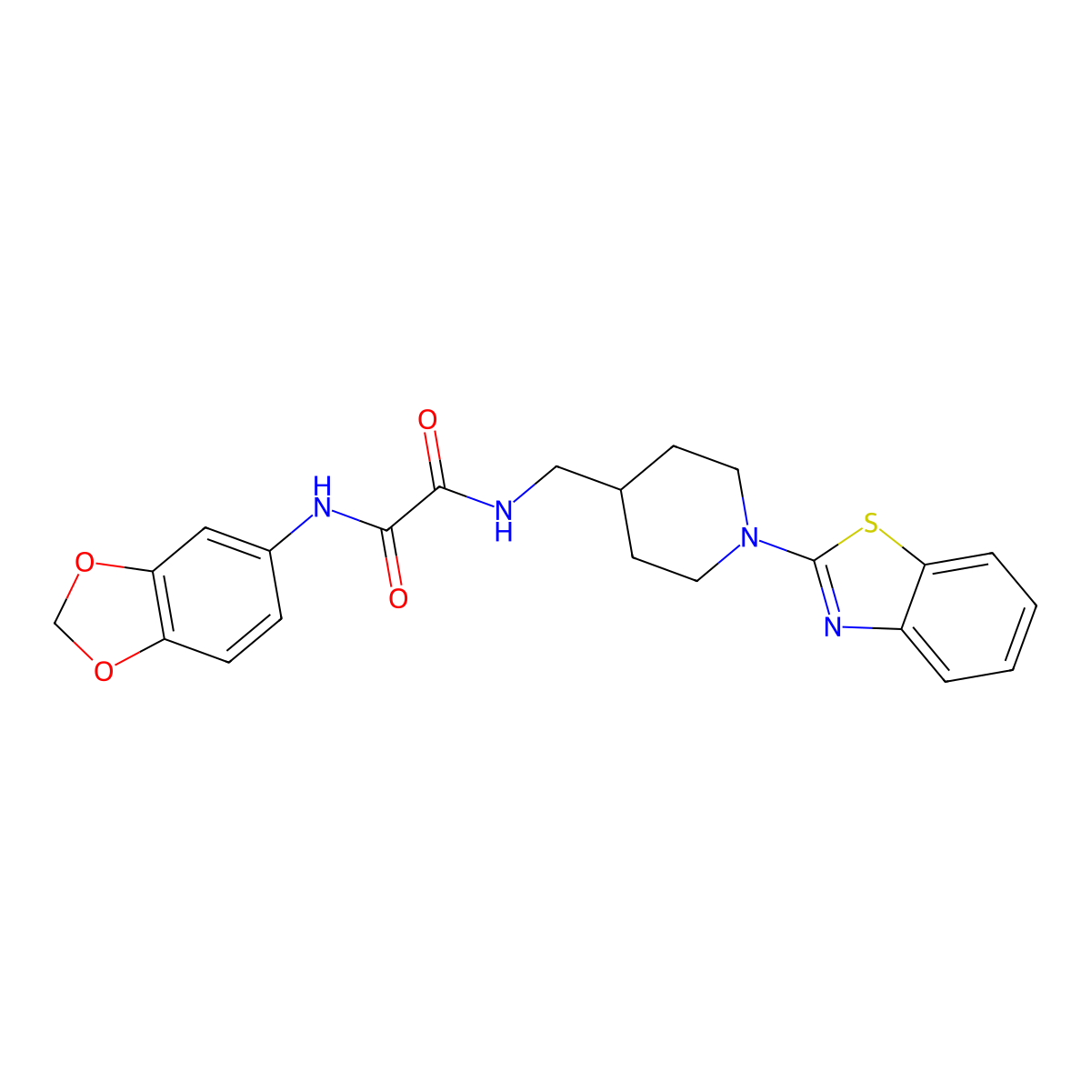 N1-(benzo[d][1,3]dioxol-5-yl)-N2-((1-(benzo[d]thiazol-2-yl)piperidin-4-yl)methyl)oxalamide molecular structure, CAS 1797400-77-1