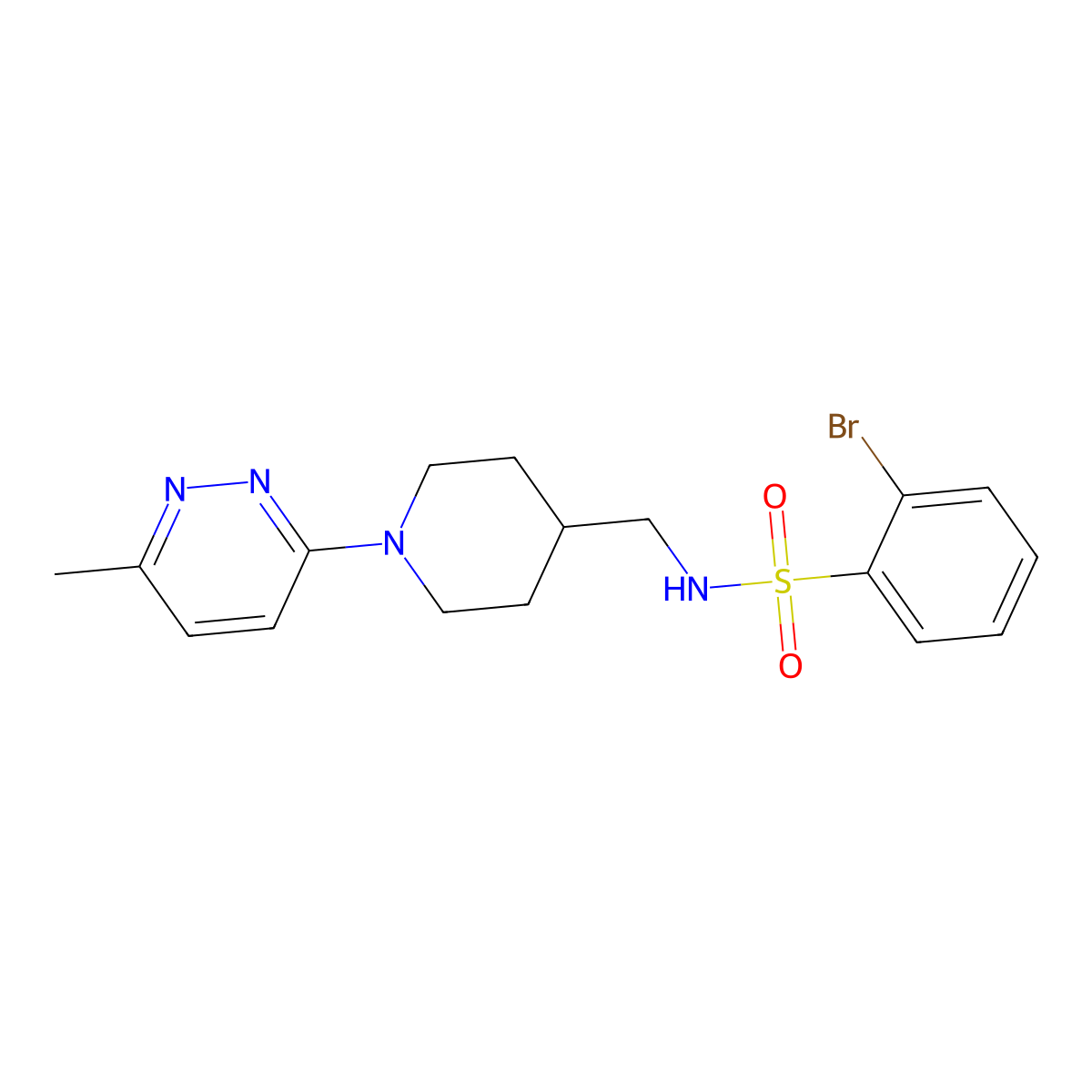 2-bromo-N-((1-(6-methylpyridazin-3-yl)piperidin-4-yl)methyl)benzenesulfonamide molecular structure, CAS 1797400-91-9
