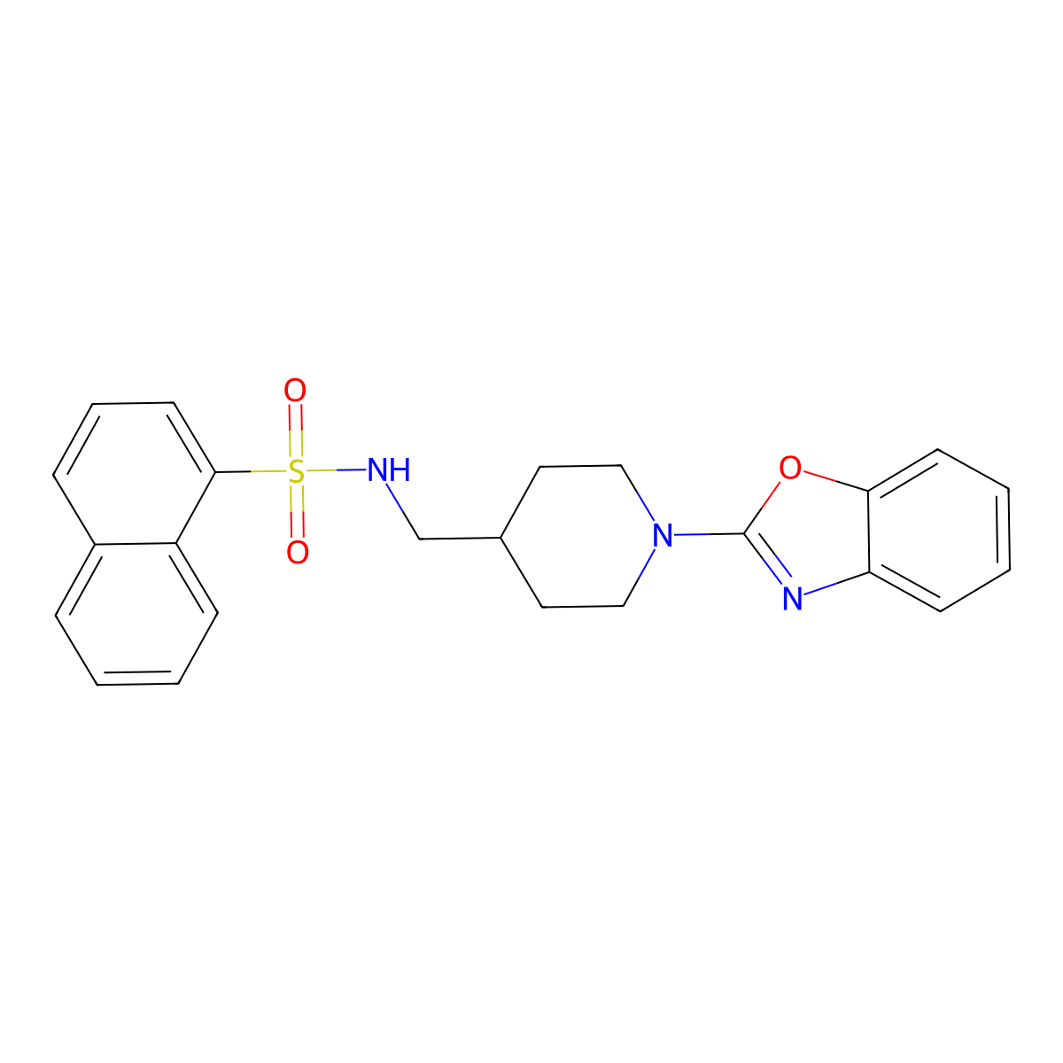 N-((1-(benzo[d]oxazol-2-yl)piperidin-4-yl)methyl)naphthalene-1-sulfonamide molecular structure, CAS 1797401-03-6