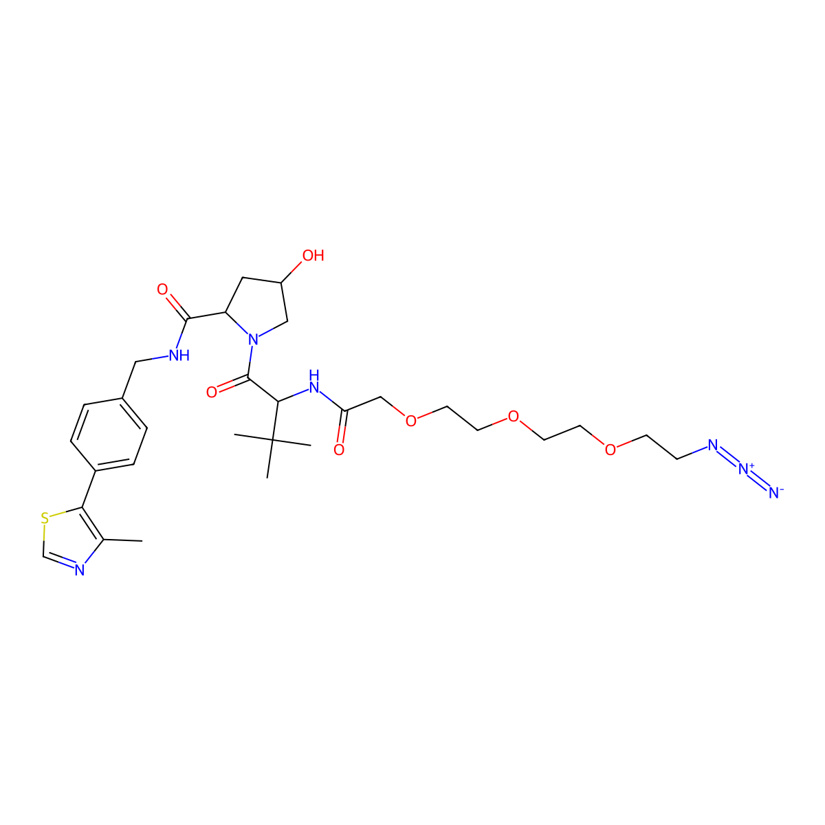 1-[2-[[2-[2-[2-(2-azidoethoxy)ethoxy]ethoxy]acetyl]amino]-3,3-dimethylbutanoyl]-4-hydroxy-N-[[4-(4-methyl-1,3-thiazol-5-yl)phenyl]methyl]pyrrolidine-2-carboxamide molecular structure, CAS 1797406-83-7