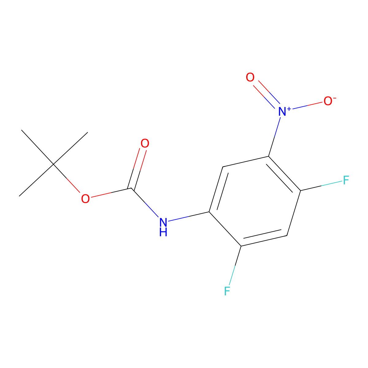 Tert-butyl (2,4-difluoro-5-nitrophenyl)carbamate molecular structure, CAS 179741-61-8