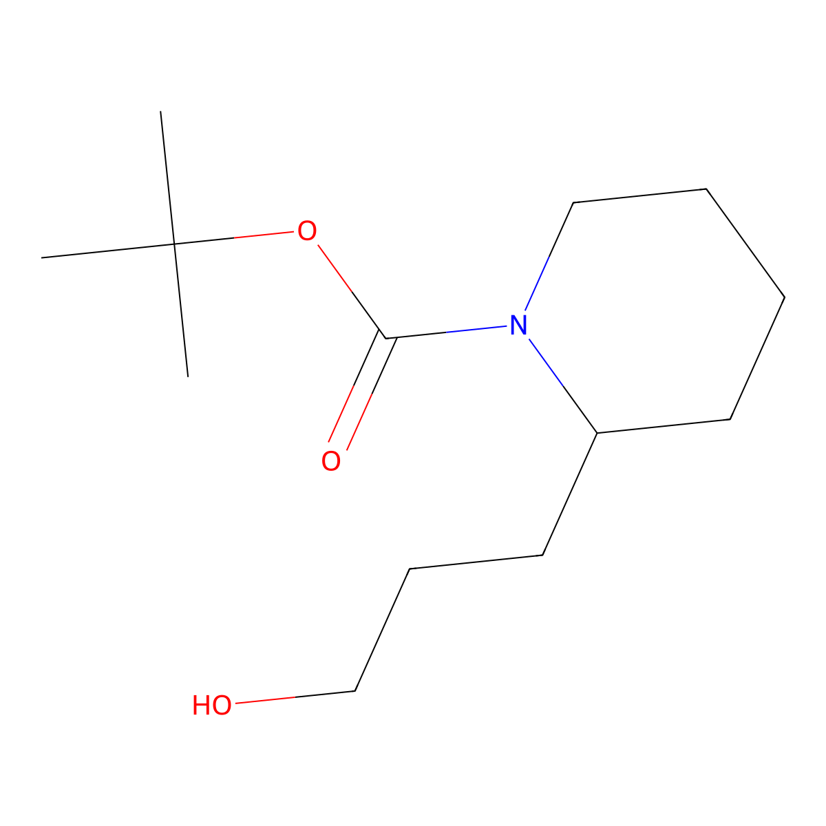 Tert-butyl 2-(3-hydroxypropyl)piperidine-1-carboxylate molecular structure, CAS 179746-47-5