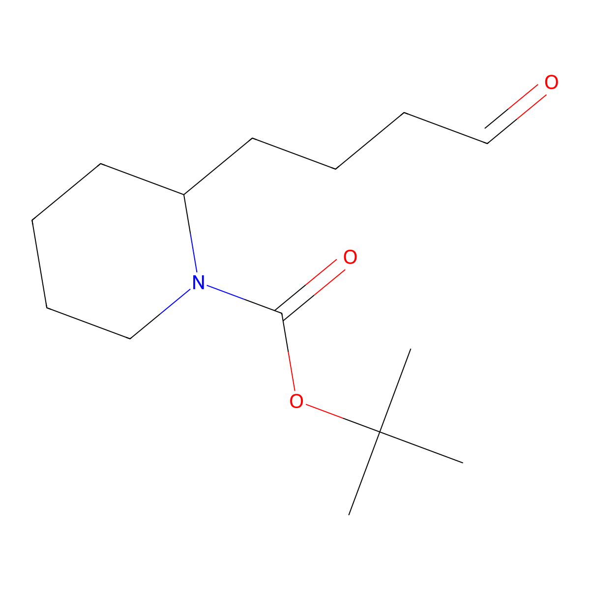 Tert-butyl 2-(4-oxobutyl)piperidine-1-carboxylate molecular structure, CAS 179746-59-9