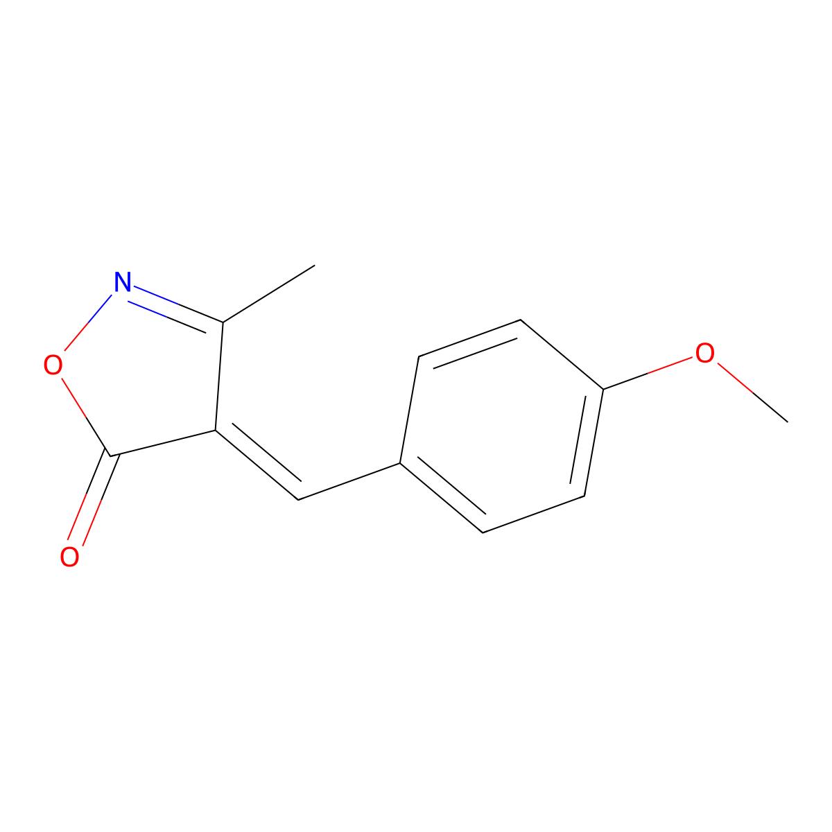 5(4H)-Isoxazolone, 4-[(4-methoxyphenyl)methylene]-3-methyl- molecular structure, CAS 17975-46-1