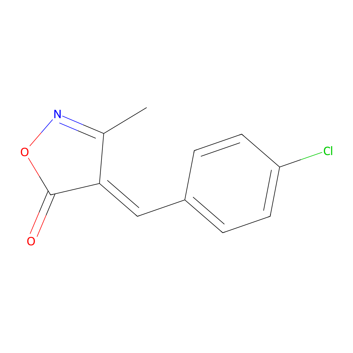 5(4H)-Isoxazolone, 4-[(4-chlorophenyl)methylene]-3-methyl- molecular structure, CAS 17975-47-2