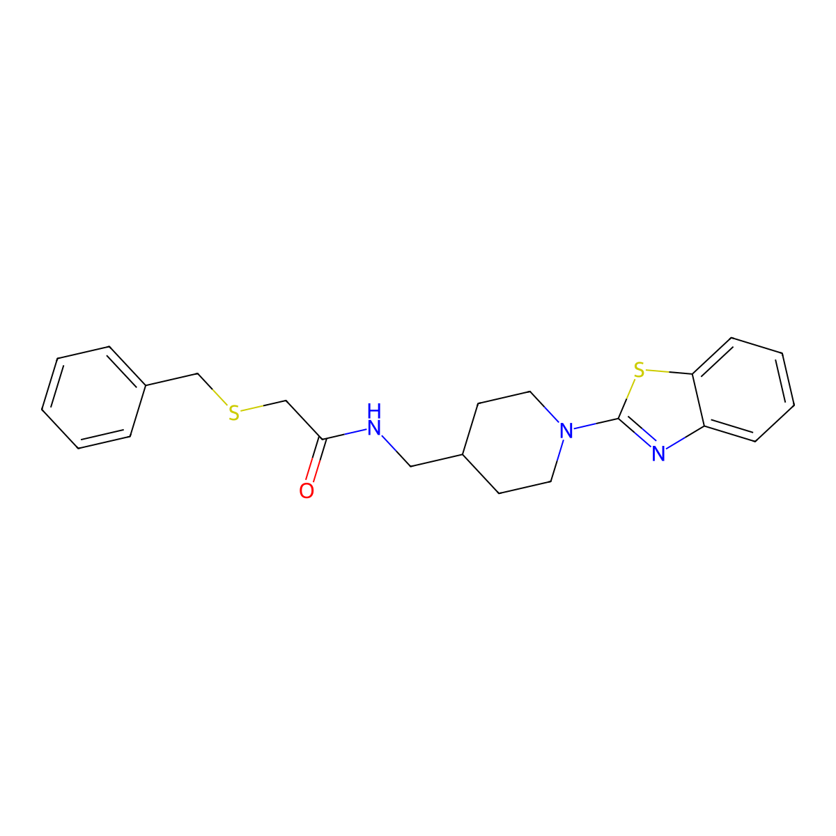 N-((1-(benzo[d]thiazol-2-yl)piperidin-4-yl)methyl)-2-(benzylthio)acetamide molecular structure, CAS 1797534-41-8