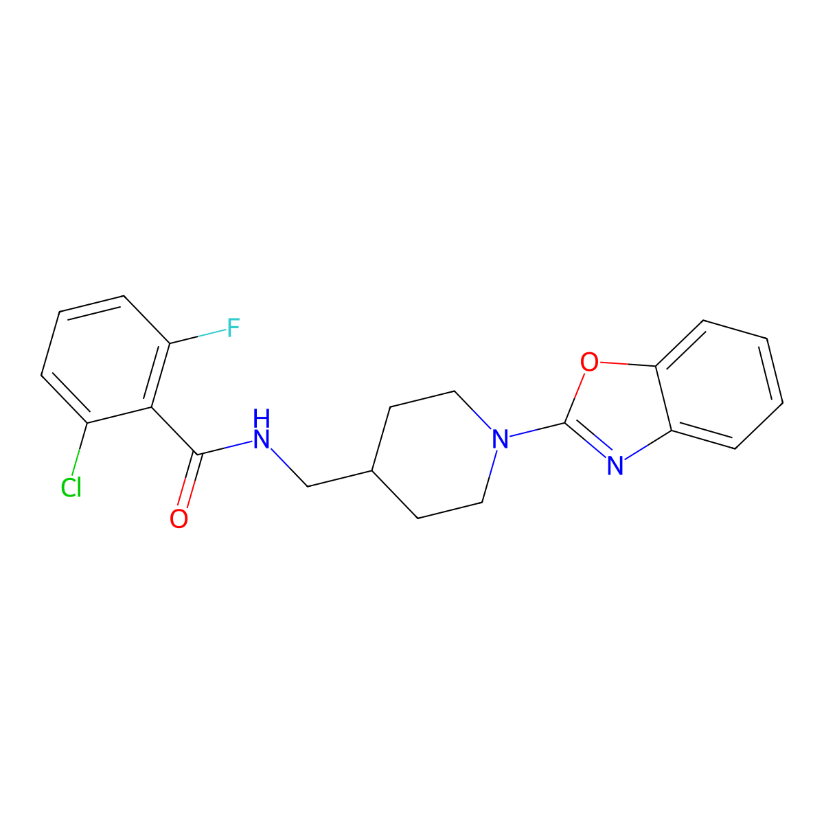 N-((1-(benzo[d]oxazol-2-yl)piperidin-4-yl)methyl)-2-chloro-6-fluorobenzamide molecular structure, CAS 1797534-52-1