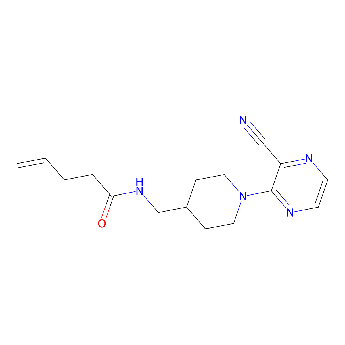 N-((1-(3-cyanopyrazin-2-yl)piperidin-4-yl)methyl)pent-4-enamide molecular structure, CAS 1797534-67-8