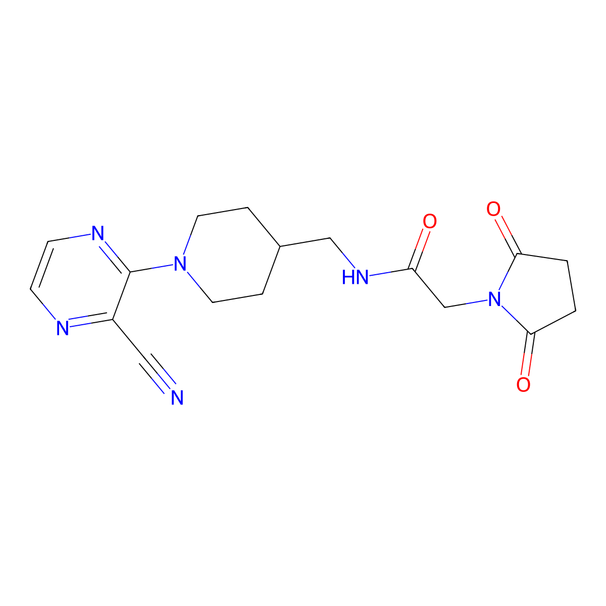 N-((1-(3-cyanopyrazin-2-yl)piperidin-4-yl)methyl)-2-(2,5-dioxopyrrolidin-1-yl)acetamide molecular structure, CAS 1797534-76-9