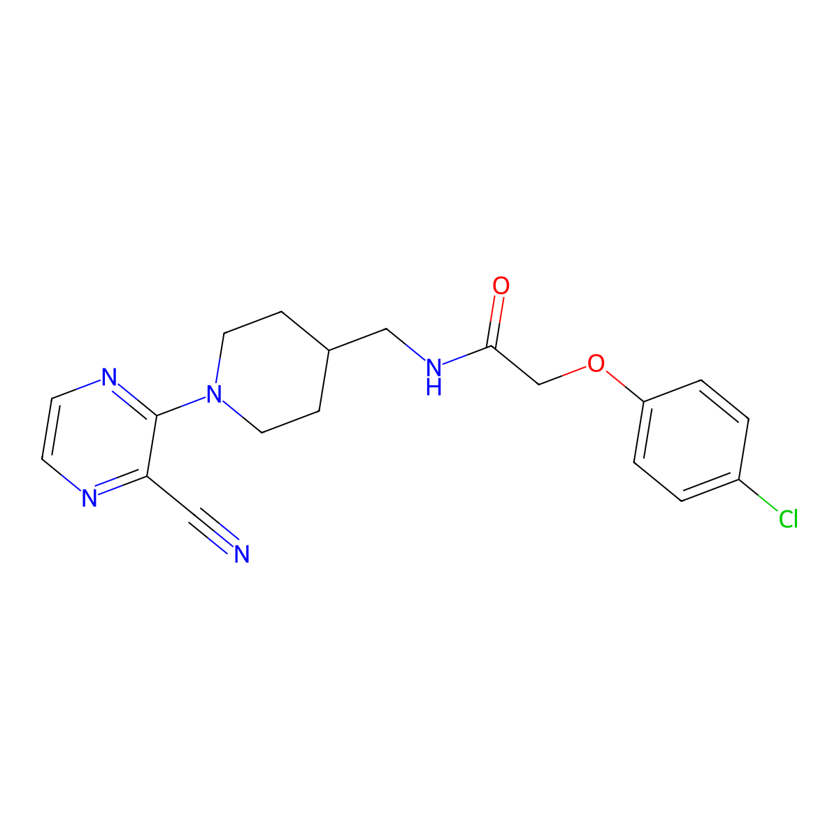 2-(4-chlorophenoxy)-N-((1-(3-cyanopyrazin-2-yl)piperidin-4-yl)methyl)acetamide molecular structure, CAS 1797535-13-7