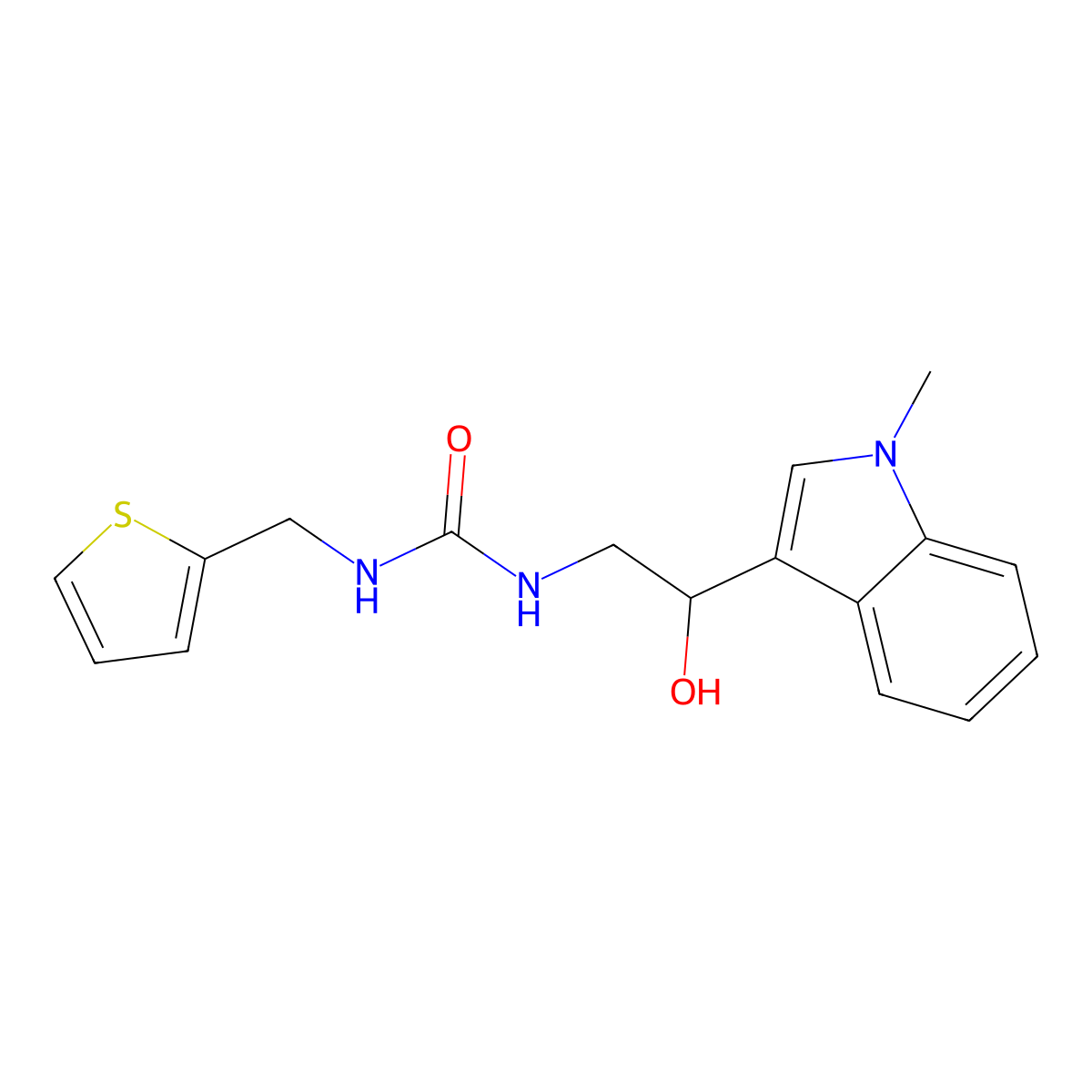 1-(2-hydroxy-2-(1-methyl-1H-indol-3-yl)ethyl)-3-(thiophen-2-ylmethyl)urea molecular structure, CAS 1797536-27-6