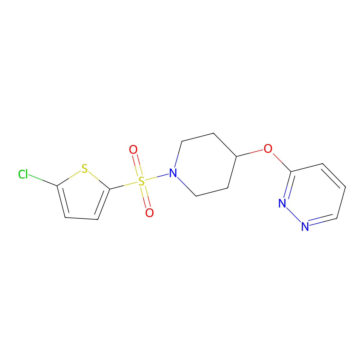 3-({1-[(5-Chlorothiophen-2-yl)sulfonyl]piperidin-4-yl}oxy)pyridazine molecular structure, CAS 1797536-36-7