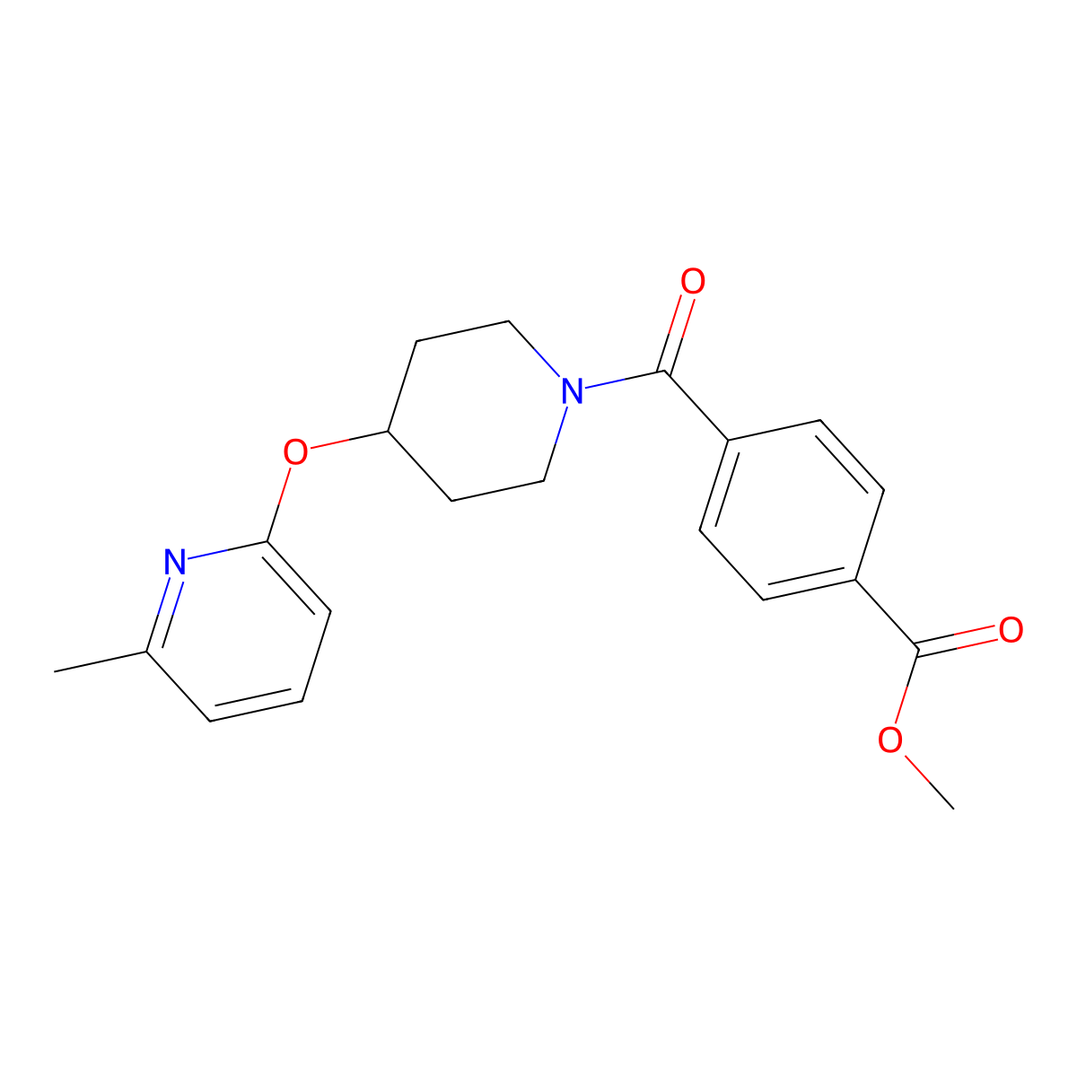 Methyl 4-(4-((6-methylpyridin-2-yl)oxy)piperidine-1-carbonyl)benzoate molecular structure, CAS 1797537-03-1