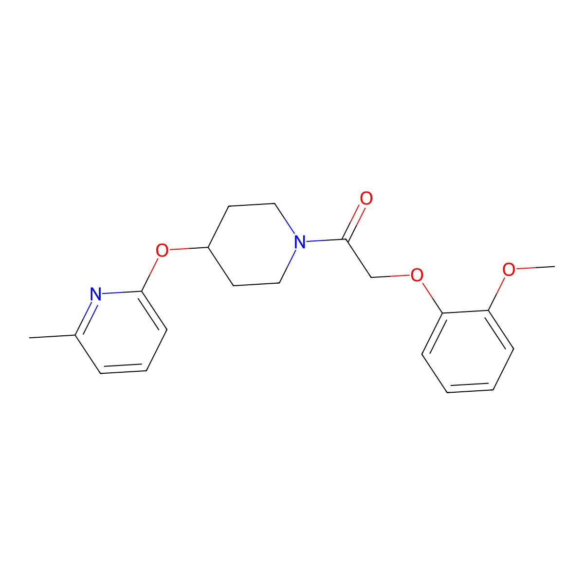 2-(2-Methoxyphenoxy)-1-(4-((6-methylpyridin-2-yl)oxy)piperidin-1-yl)ethanone molecular structure, CAS 1797537-13-3