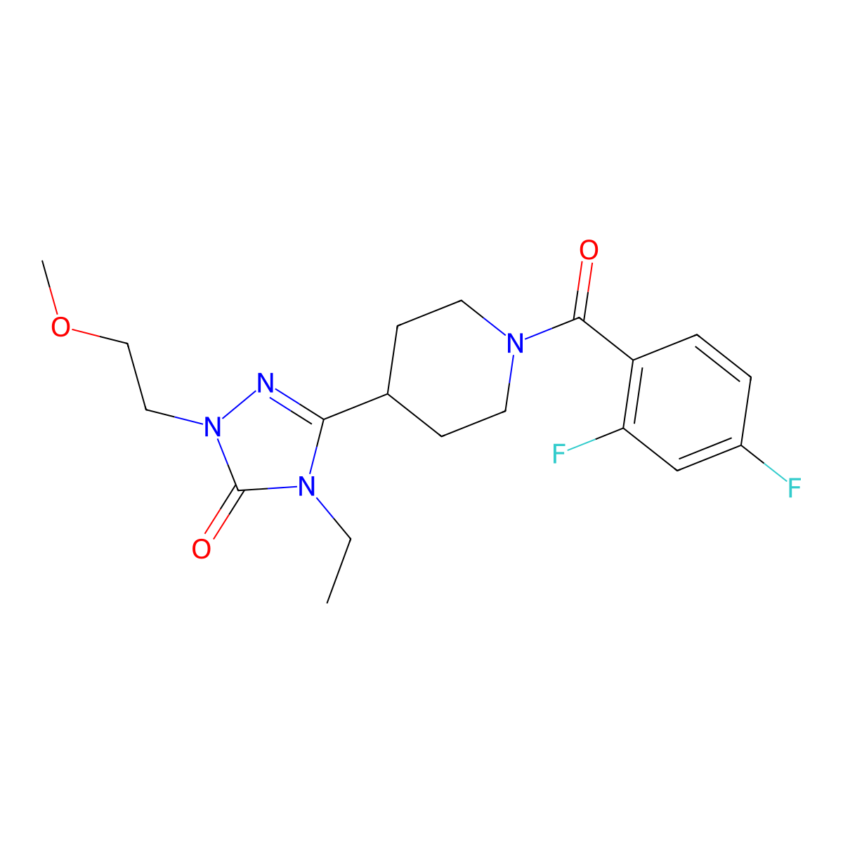 3-(1-(2,4-difluorobenzoyl)piperidin-4-yl)-4-ethyl-1-(2-methoxyethyl)-1H-1,2,4-triazol-5(4H)-one molecular structure, CAS 1797537-17-7