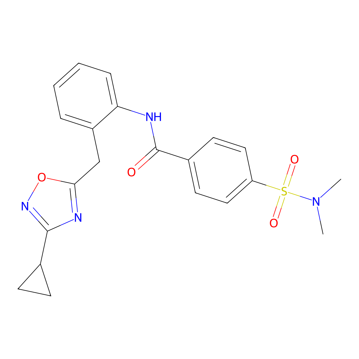 N-(2-((3-cyclopropyl-1,2,4-oxadiazol-5-yl)methyl)phenyl)-4-(N,N-dimethylsulfamoyl)benzamide molecular structure, CAS 1797537-79-1
