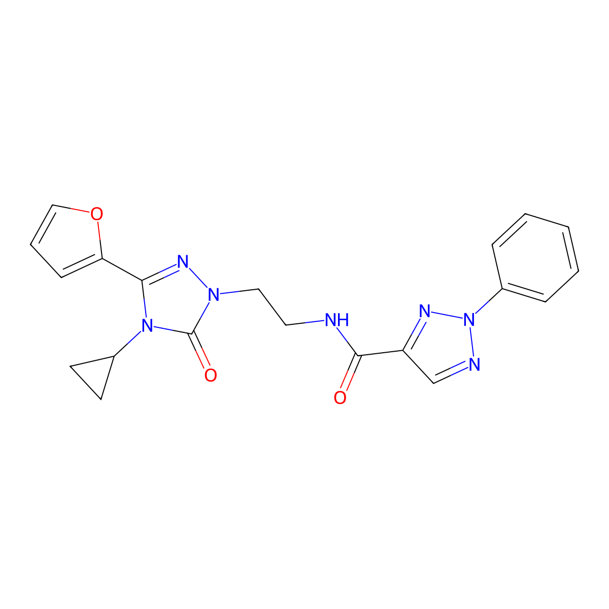 N-{2-[4-cyclopropyl-3-(furan-2-yl)-5-oxo-4,5-dihydro-1H-1,2,4-triazol-1-yl]ethyl}-2-phenyl-2H-1,2,3-triazole-4-carboxamide molecular structure, CAS 1797537-83-7