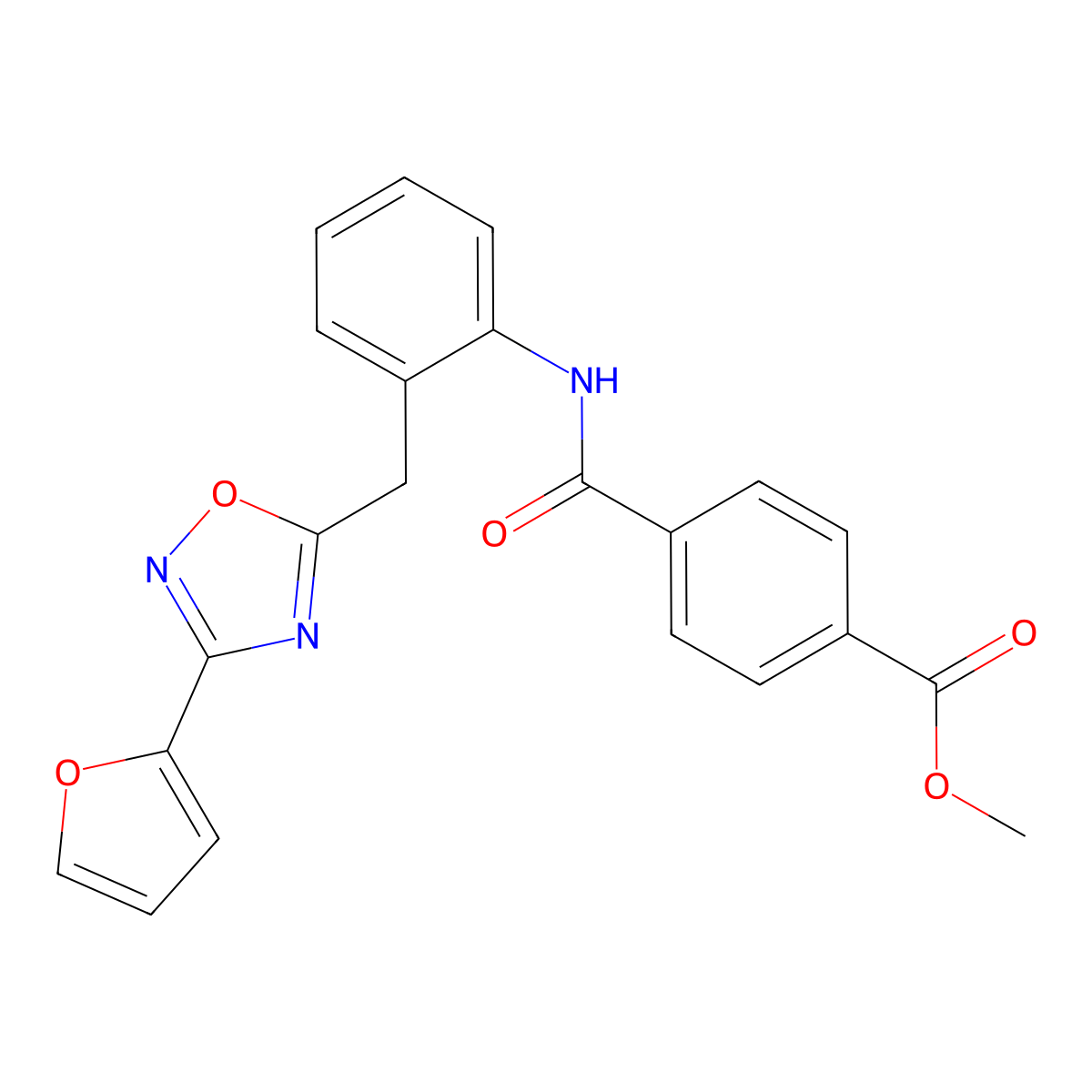 Methyl 4-[(2-{[3-(furan-2-YL)-1,2,4-oxadiazol-5-YL]methyl}phenyl)carbamoyl]benzoate molecular structure, CAS 1797544-74-1