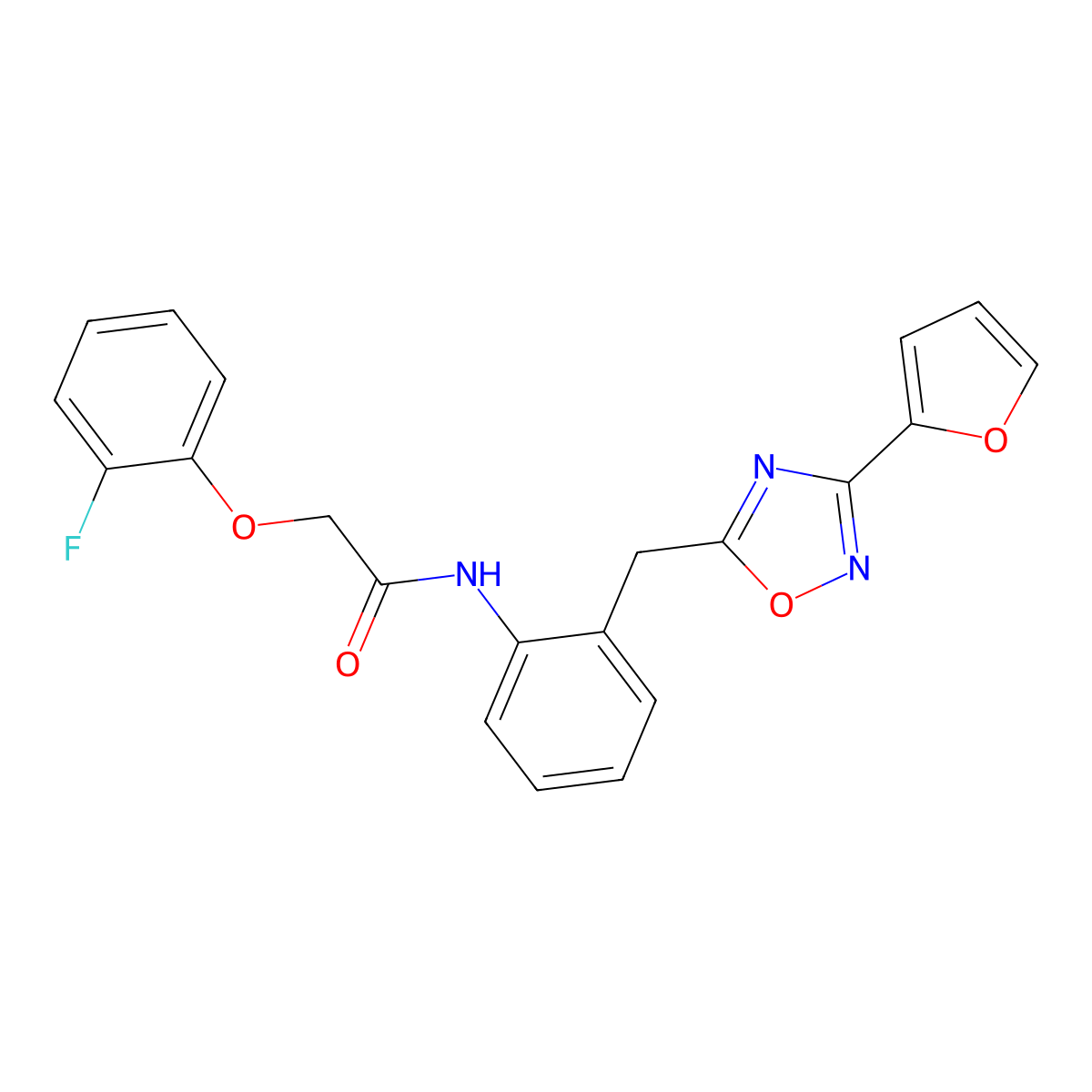 2-(2-Fluorophenoxy)-N-(2-{[3-(furan-2-YL)-1,2,4-oxadiazol-5-YL]methyl}phenyl)acetamide molecular structure, CAS 1797544-90-1