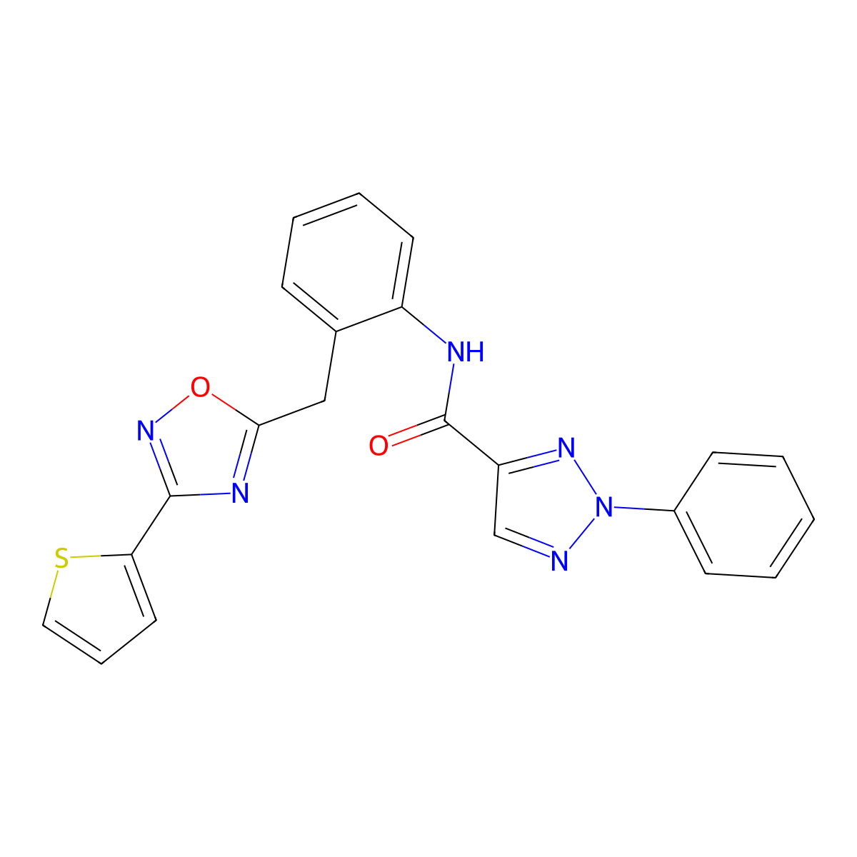 2-phenyl-N-(2-((3-(thiophen-2-yl)-1,2,4-oxadiazol-5-yl)methyl)phenyl)-2H-1,2,3-triazole-4-carboxamide molecular structure, CAS 1797545-12-0
