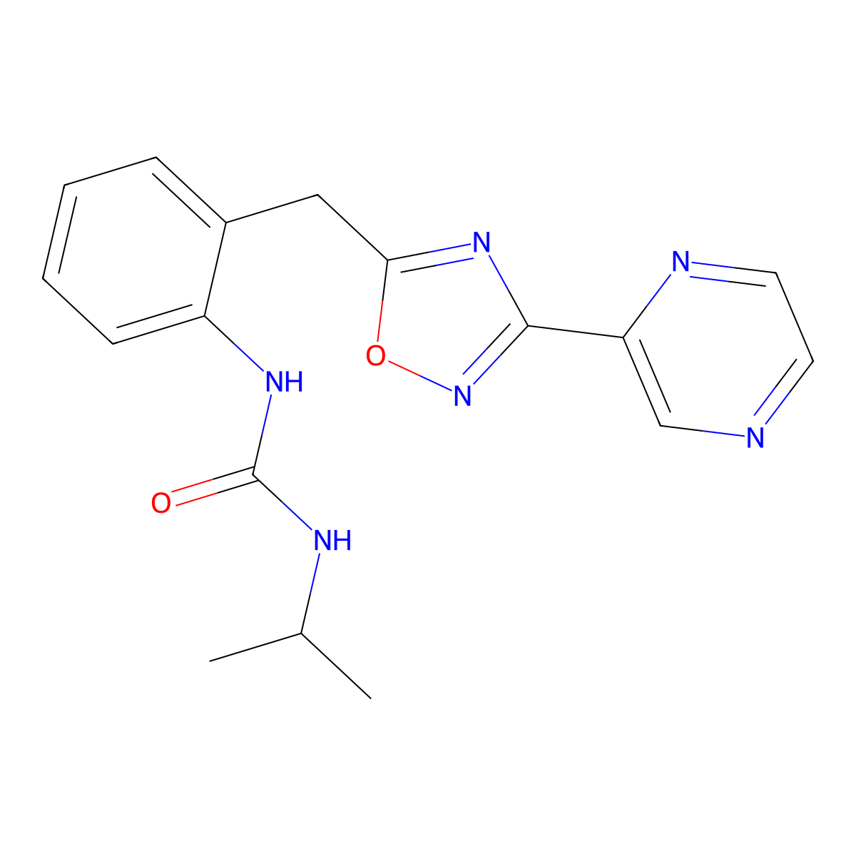 1-Isopropyl-3-(2-((3-(pyrazin-2-yl)-1,2,4-oxadiazol-5-yl)methyl)phenyl)urea molecular structure, CAS 1797545-51-7