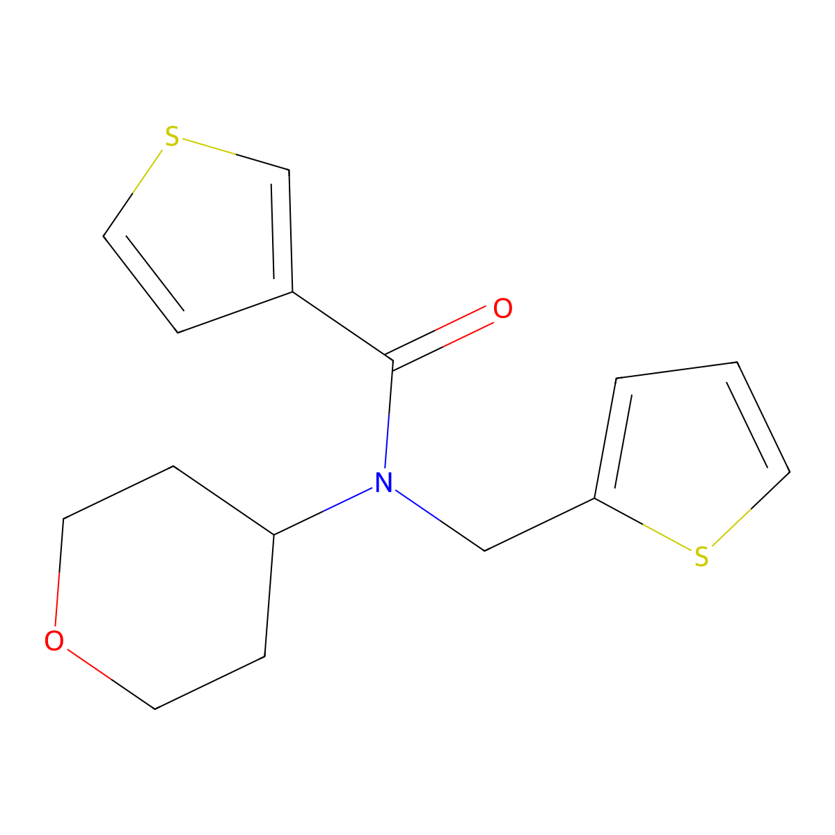 N-(tetrahydro-2H-pyran-4-yl)-N-(thiophen-2-ylmethyl)thiophene-3-carboxamide molecular structure, CAS 1797546-24-7