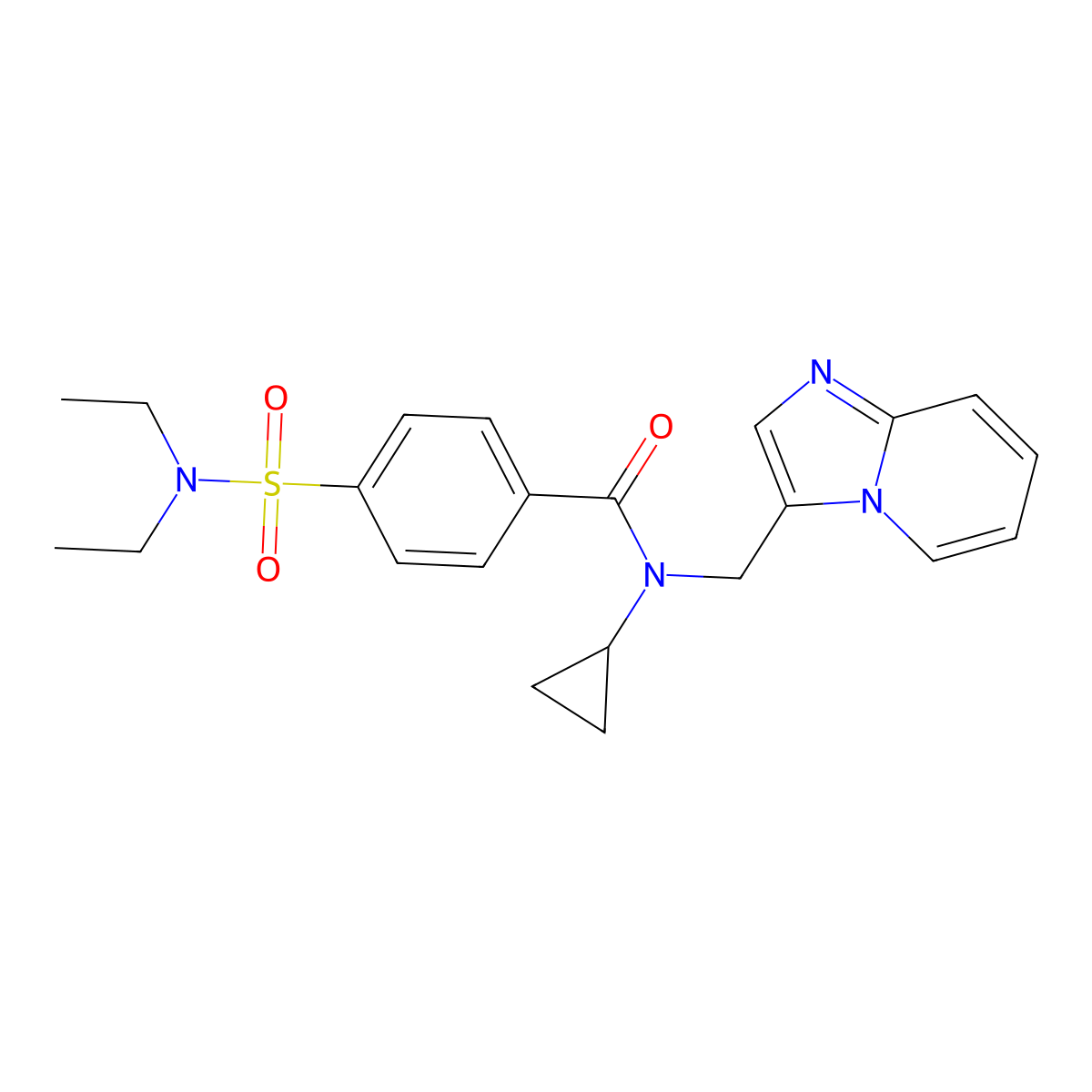 N-cyclopropyl-4-(N,N-diethylsulfamoyl)-N-(imidazo[1,2-a]pyridin-3-ylmethyl)benzamide molecular structure, CAS 1797546-60-1
