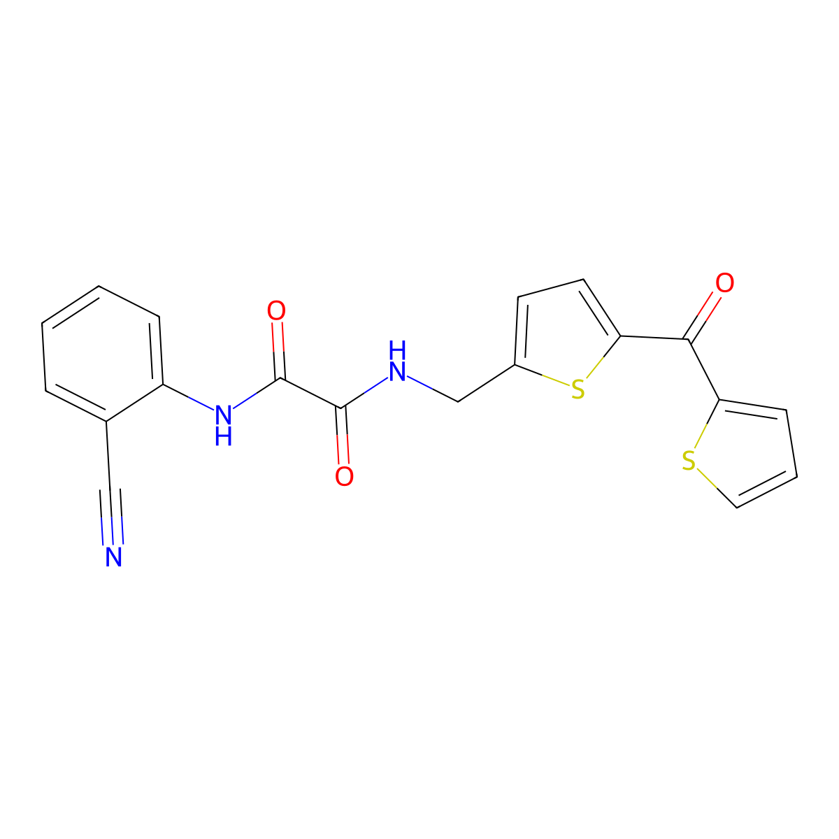 N1-(2-cyanophenyl)-N2-((5-(thiophene-2-carbonyl)thiophen-2-yl)methyl)oxalamide molecular structure, CAS 1797546-69-0