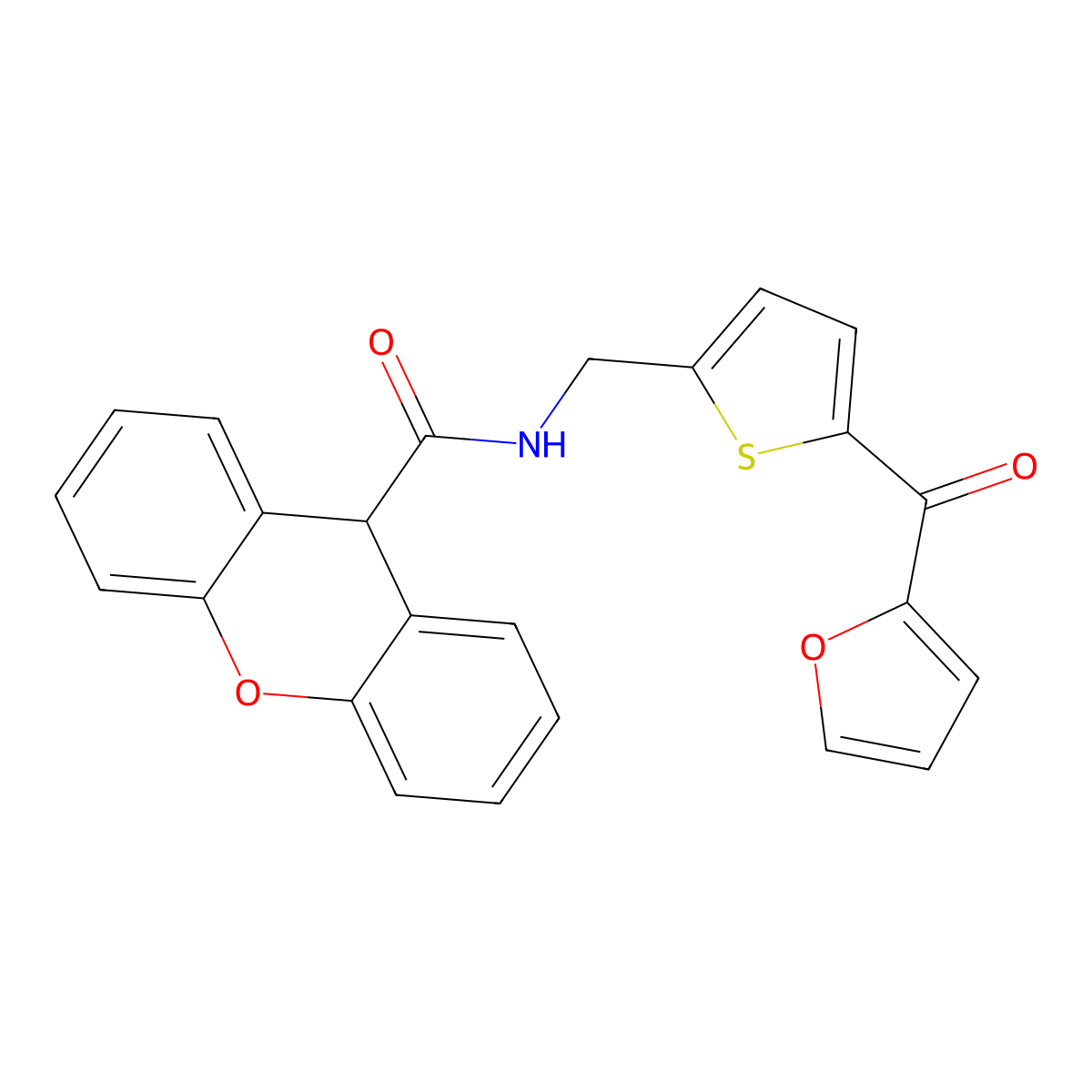 N-{[5-(furan-2-carbonyl)thiophen-2-yl]methyl}-9H-xanthene-9-carboxamide molecular structure, CAS 1797546-91-8