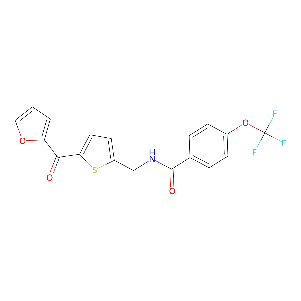 N-((5-(furan-2-carbonyl)thiophen-2-yl)methyl)-4-(trifluoromethoxy)benzamide molecular structure, CAS 1797547-05-7