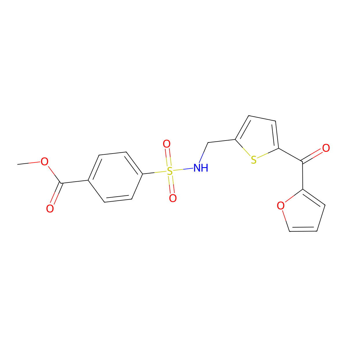 methyl 4-(N-((5-(furan-2-carbonyl)thiophen-2-yl)methyl)sulfamoyl)benzoate molecular structure, CAS 1797547-23-9
