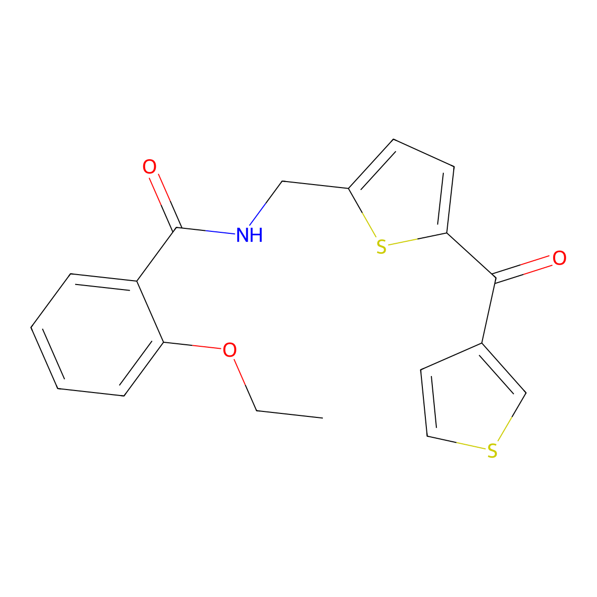 2-ethoxy-N-{[5-(thiophene-3-carbonyl)thiophen-2-yl]methyl}benzamide molecular structure, CAS 1797547-48-8