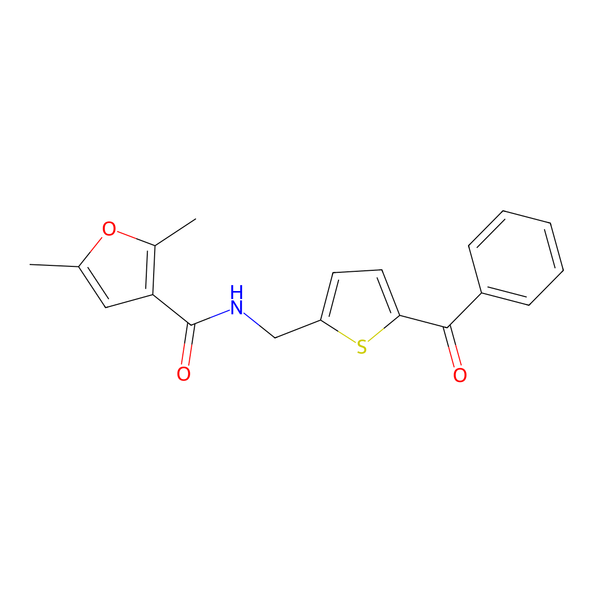 N-[(5-benzoylthiophen-2-yl)methyl]-2,5-dimethylfuran-3-carboxamide molecular structure, CAS 1797548-01-6