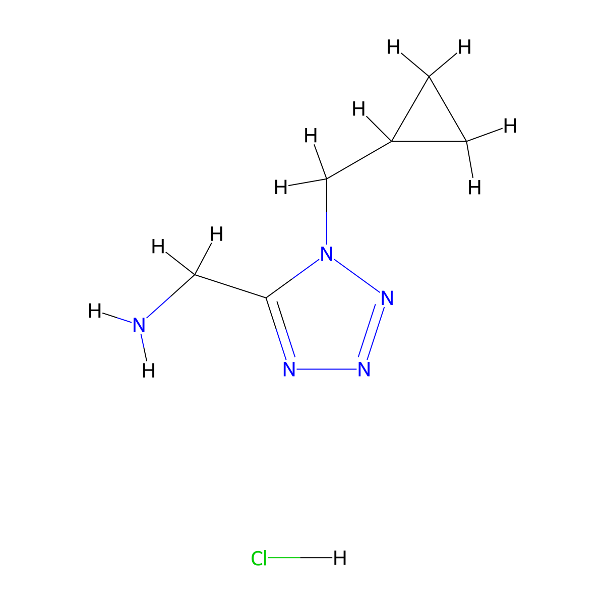 [1-(cyclopropylmethyl)-1H-1,2,3,4-tetrazol-5-yl]methanamine hydrochloride molecular structure, CAS 1797548-31-2
