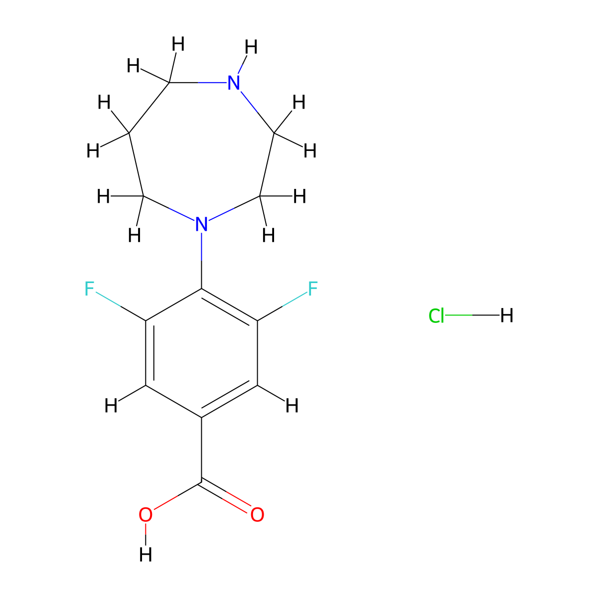 4-(1,4-Diazepan-1-yl)-3,5-difluorobenzoic acid hydrochloride molecular structure, CAS 1797549-43-9