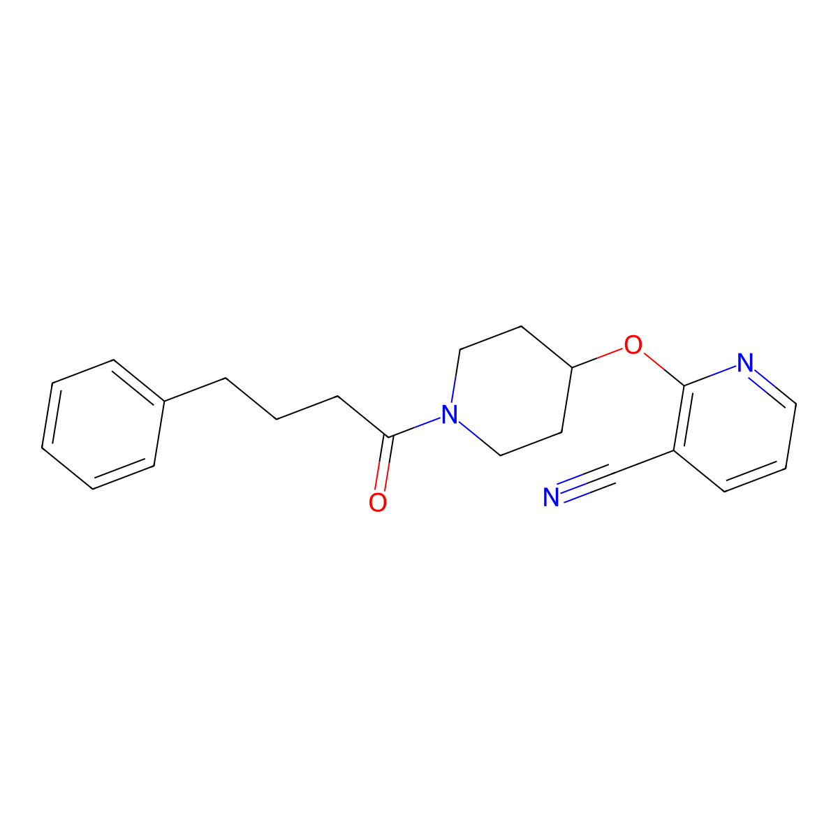 2-((1-(4-Phenylbutanoyl)piperidin-4-yl)oxy)nicotinonitrile molecular structure, CAS 1797549-66-6