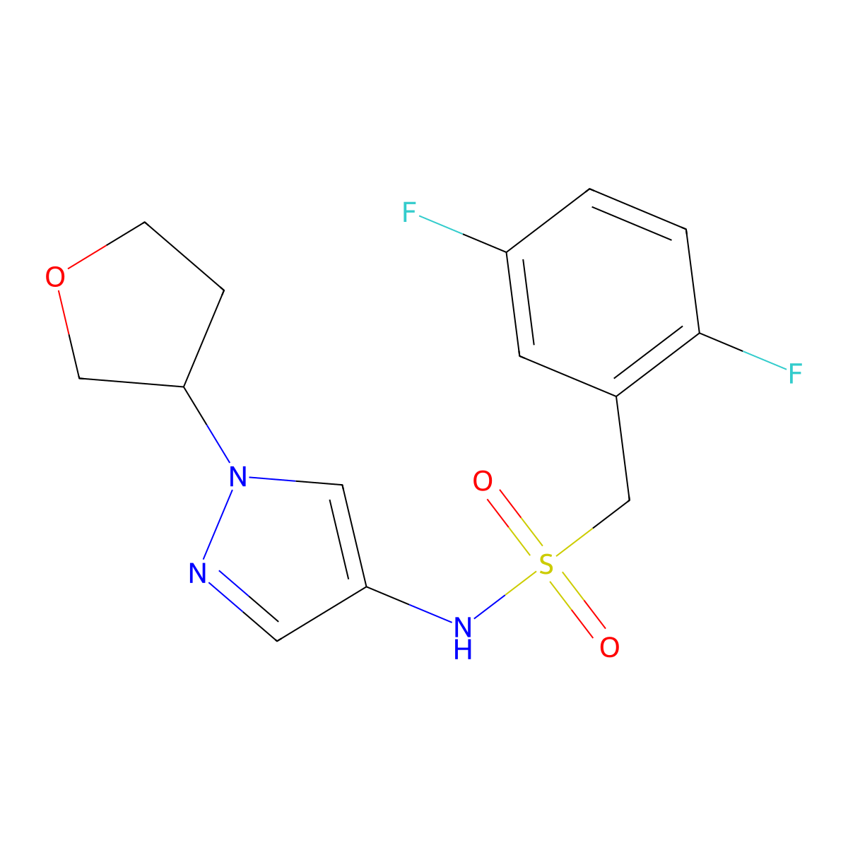 1-(2,5-difluorophenyl)-N-(1-(tetrahydrofuran-3-yl)-1H-pyrazol-4-yl)methanesulfonamide molecular structure, CAS 1797551-31-5