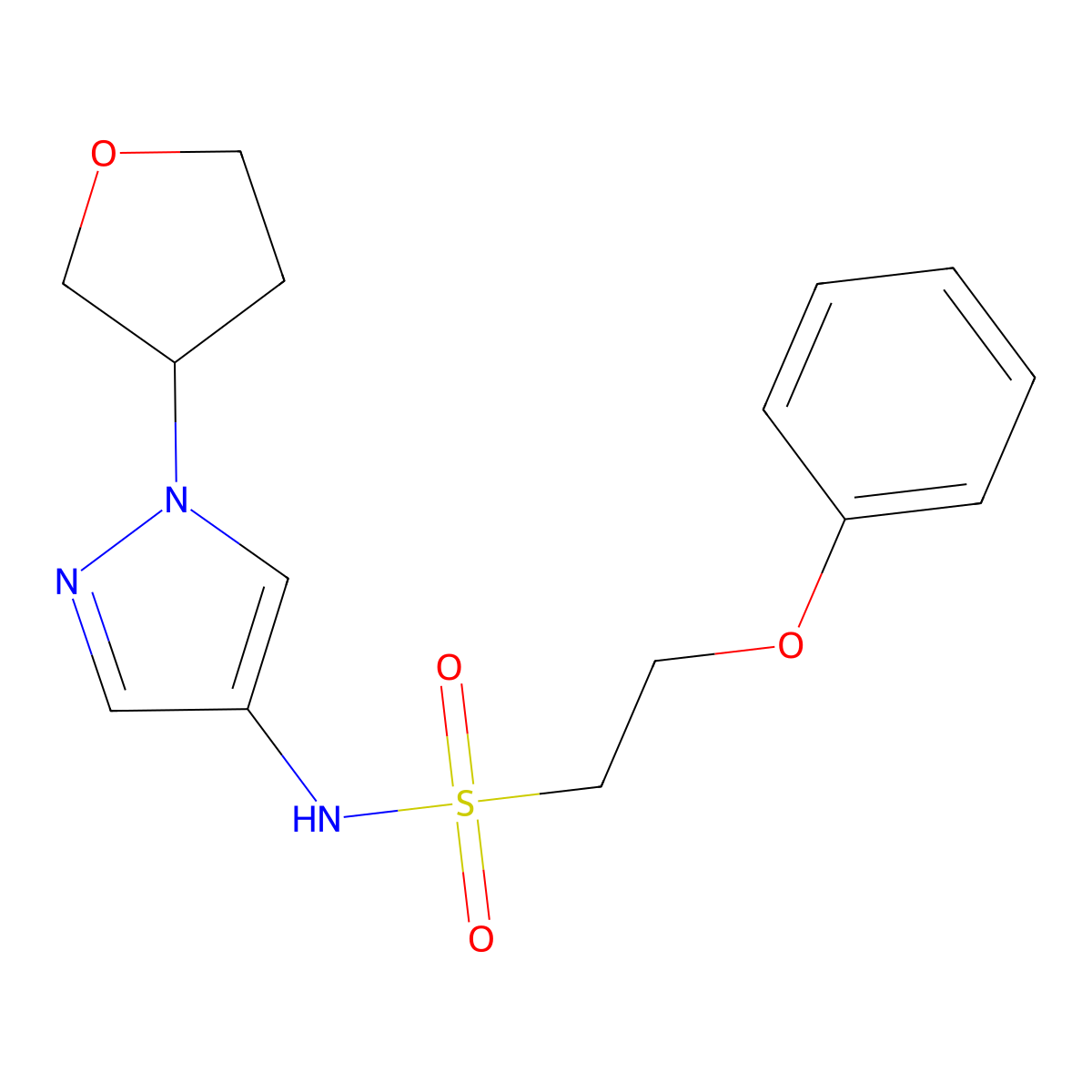 2-phenoxy-N-(1-(tetrahydrofuran-3-yl)-1H-pyrazol-4-yl)ethanesulfonamide molecular structure, CAS 1797551-38-2